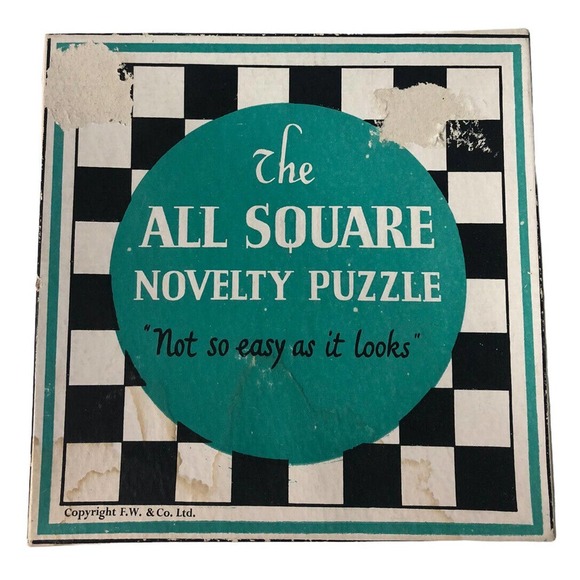 Vintage 1950s 1960s Checkerboard All Square Novelty Puzzle Wooden Brain Teaser - Picture 1 of 3